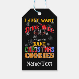 Trinken Sie Wein backen Weihnachtskekse, Weihnacht Geschenkanhänger