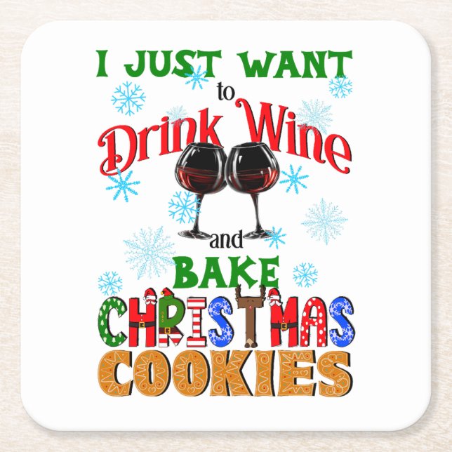 Trinken Sie Wein backen Weihnachtskost, Weihnachts Rechteckiger Pappuntersetzer (Vorderseite)