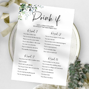 Trinken Sie, wenn Bachelorette-Spiel Minimalistisc Einladung