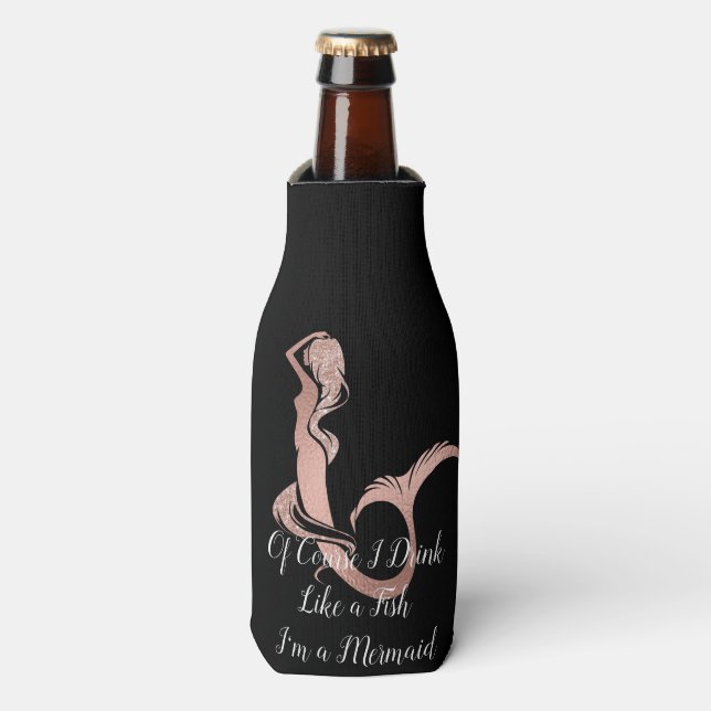 Trinken Sie wie eine Meerjungfrau Rose Gold Flasch Flaschenkühler (Flaschenvorderseite)