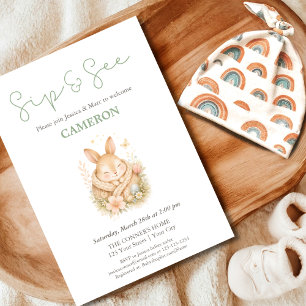 Trinken und Sehen Osterhase Junge Mädchen Einladung