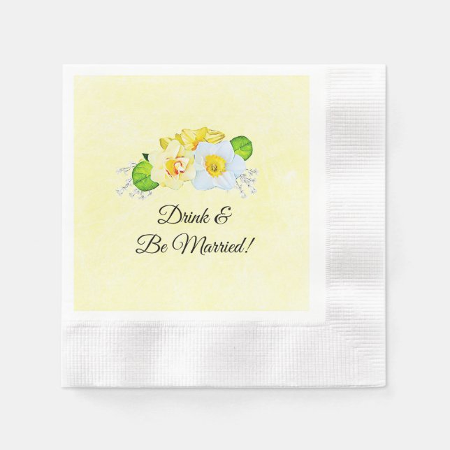Trinken und Verheiratet sein Hochzeitsempfang Serviette (Vorderseite)