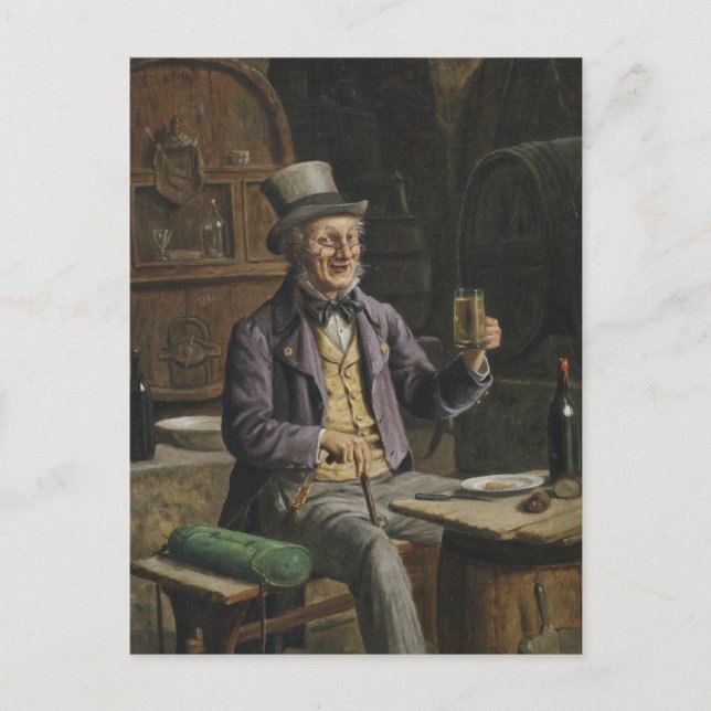 Trinken von Bier-Malerei Postkarte (Vorderseite)