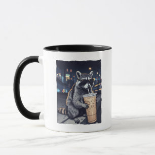 Trinken Waschbär Iced Coffee Nacht Szene Tasse