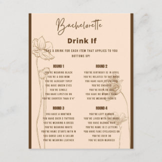 Trinken, wenn Junggeselinnen-Abschied Game Begleitkarte