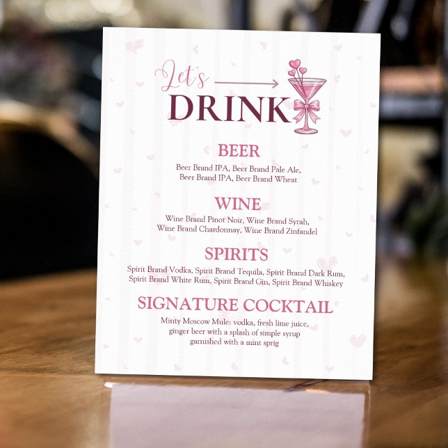 Trinken wir Bar Menu Schild | A Tiny Bit Engaged  (Von Creator hochgeladen)