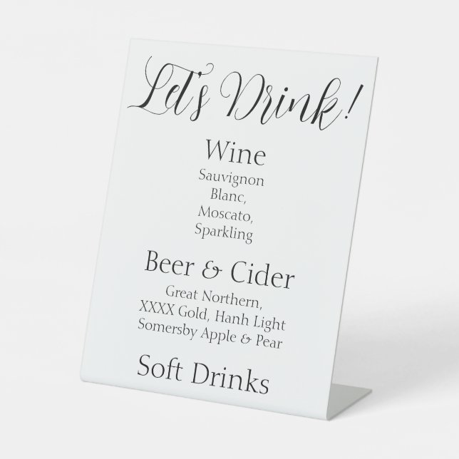 Trinken wir Bar Menu Sign Sockelschild (Vorderseite)