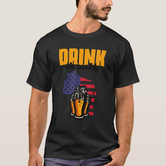 Trinken Wisconsin WI Alkohol trinken T-Shirt (Vorderseite)