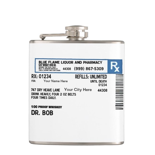 Trinkende Flasche Flachmann (Vorderseite)