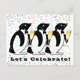 Trinkende Pinguine feiern Postkarte