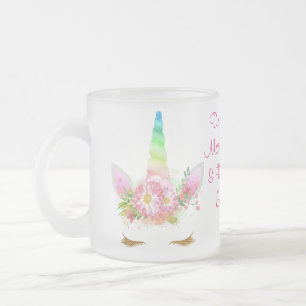 Trinkendes Morgen-magisches Regenbogen-Einhorn Mattglastasse
