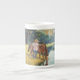 TRINKENDES PFERD u. MÄDCHEN - Tasse Arthurs