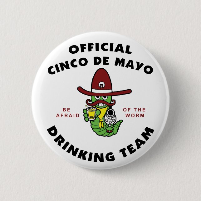 Trinkendes Team Cinco Des Mayo Button (Vorderseite)