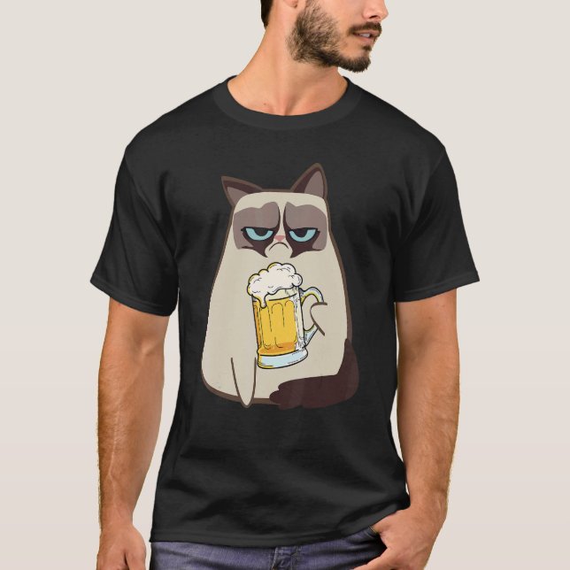 Trinker 365 Bier Katze Stil T-Shirt (Vorderseite)
