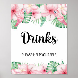 Trinketisch-Schild Tropisches Rosa Floral Poster