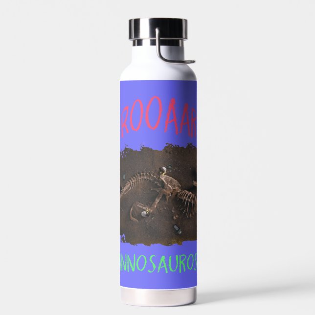 Trinkflasche Edelstahl lila Dino Rex Ausgrabung (Links)