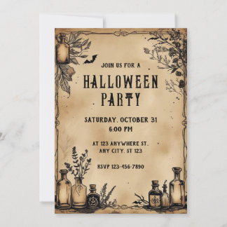 Trinkflaschen Pergament Papier Textur Halloween Einladung