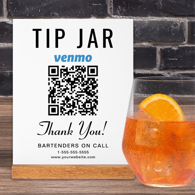 Trinkgeld-Topf Venmo QR-Code Weiß Acrylschild (Von Creator hochgeladen)
