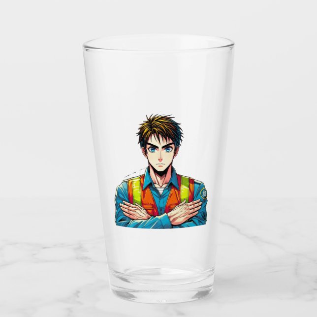 Trinkglas mit Manga-Sicherheitsfachmann Glas (Vorderseite)