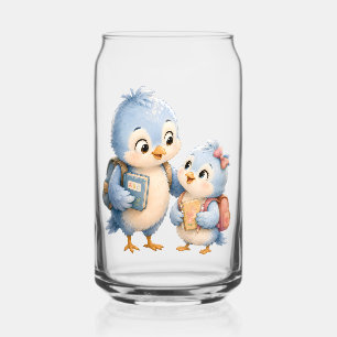 Trinkglas-Set mit blauen Vogelgeschwistern Dosenglas