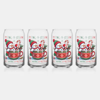 Trinkglas-Set-Weihnachts-Schneemann
