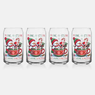 Trinkglas-Set-Weihnachts-Schneemann Dosenglas