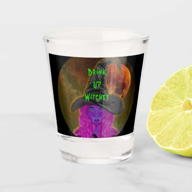 Trinkhexen Halloween Schnapsglas (Vorderseite)