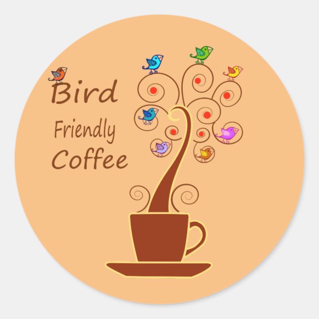 Trinkkaffee Rettend Vögel Runder Aufkleber (Vorderseite)