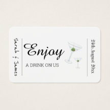 Trinkkarte für Hochzeitstempelkarten für Bar-Token