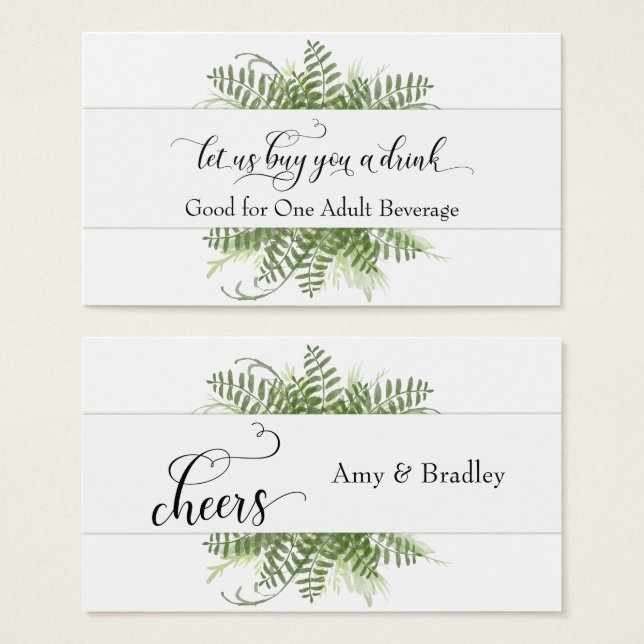 Trinkkarten | Loose Greenery Foliage Bouquet (Vorne & Hinten)
