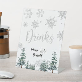 Trinkschild, Silber-Baby-Duschschild, Winterzeiche Sockelschild