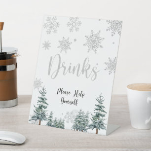Trinkschild, Silber-Baby-Duschschild, Winterzeiche Sockelschild