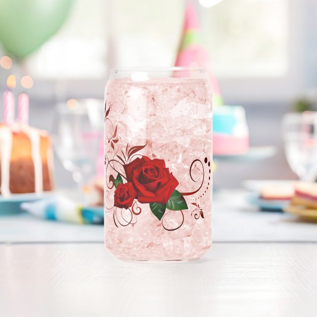 Trinkset Love Red Rose Floral  Dosenglas (Insitu (Geburtstag))
