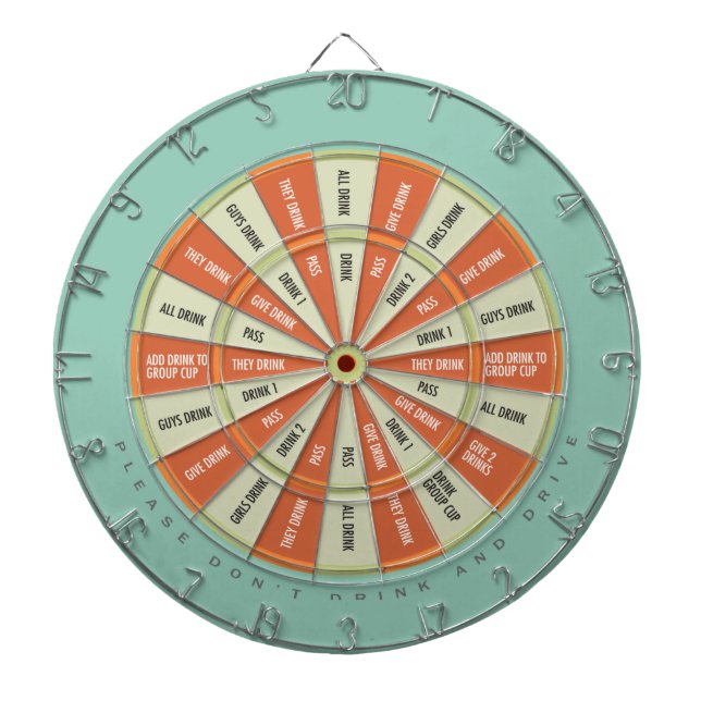 Trinkspiel in Aqua und Orange Dartscheibe (vorne)