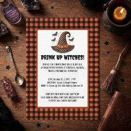 Trinkt auf, Hexen Gingham Hexenhut Halloween Einladung