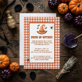 Trinkt auf, Hexen Gingham Hexenhut Halloween Einladung
