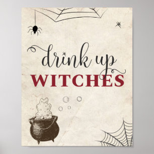 Trinkt Auf Hexen Halloween Erwachsenenparty Food T Poster
