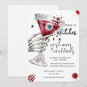 Trinkt aus, Hexen-Cocktail-Halloween-Party Einladung