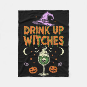Trinkt Aus Hexen Lila Hut Lustiger Halloween Männe Fleecedecke