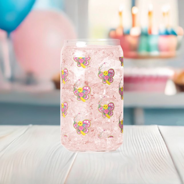 Trinkwaren-Set Bunt Schmetterling  Dosenglas (Insitu (Baby Party))