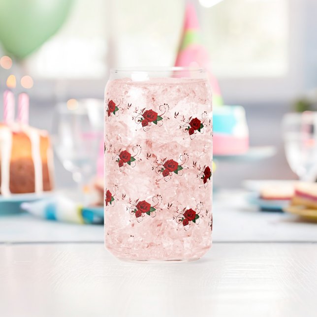 Trinkwaren-Set Love Red Rose Floral  Dosenglas (Insitu (Geburtstag))