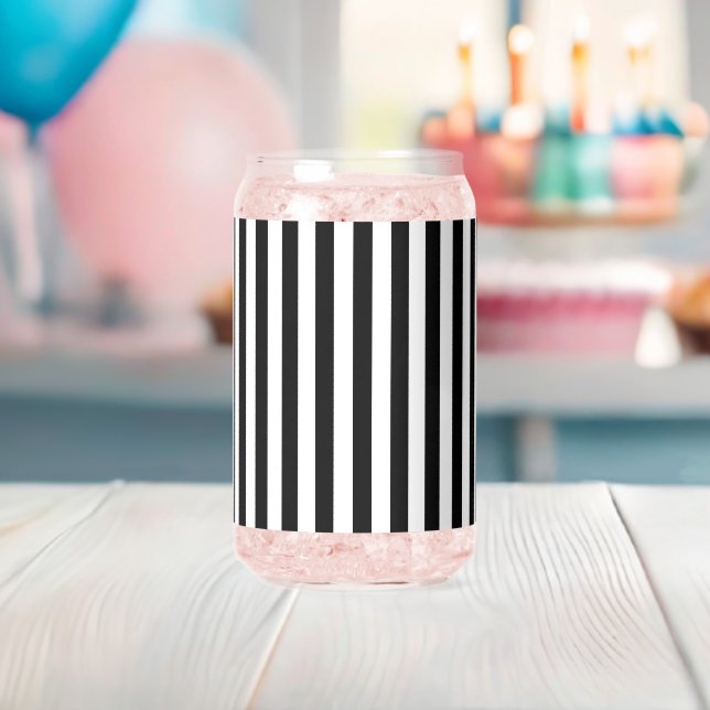 Trinkwaren-Set Schwarz-Weiß-Streifen Dosenglas (Insitu (Baby Party))