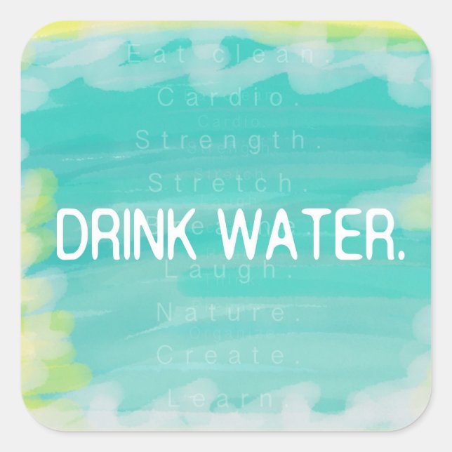 Trinkwasser-Motivationskleber Quadratischer Aufkleber (Vorderseite)