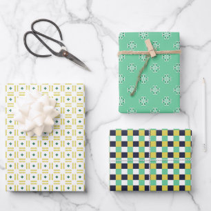 Trio 2 Geometrisches Set der Muster für Schleifpap Geschenkpapier Set