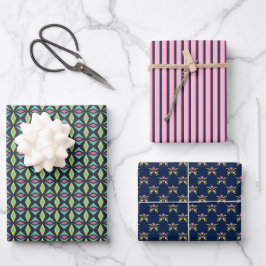 Trio 4 Geometrisches Set der Muster für Schleifpap Geschenkpapier Set