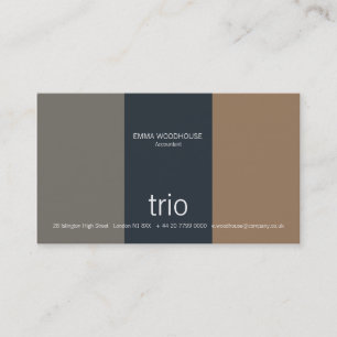 Trio aquamarin, grau u. hellbraun visitenkarte