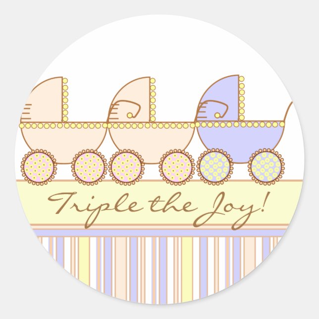 Trio Carriage Triplet Girl and Boy Sticker (Vorderseite)