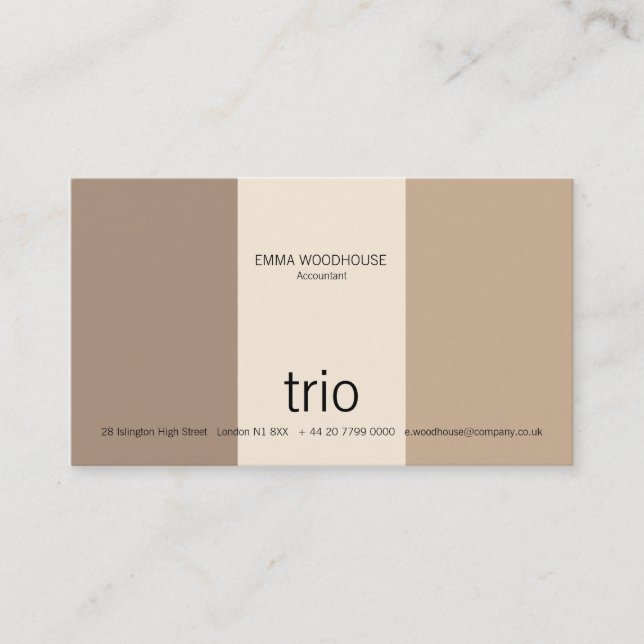 Trio-Creme, TAN u. Brown Visitenkarte (Vorderseite)