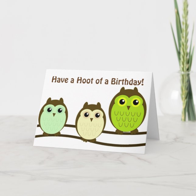 Trio de carte d'anniversaire de hiboux (Devant)