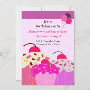 Trio de Cupcakes Invitation de fête d'anniversaire